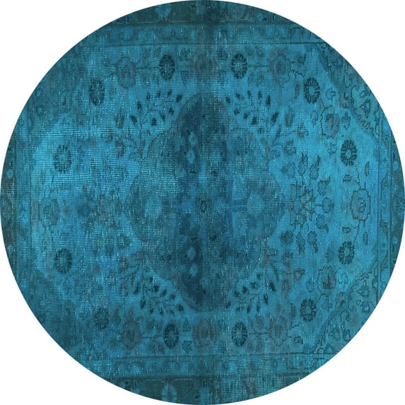 Ahgly Company Indoor Round Abstract Light Blue Modern Area Rugs, 4' Round