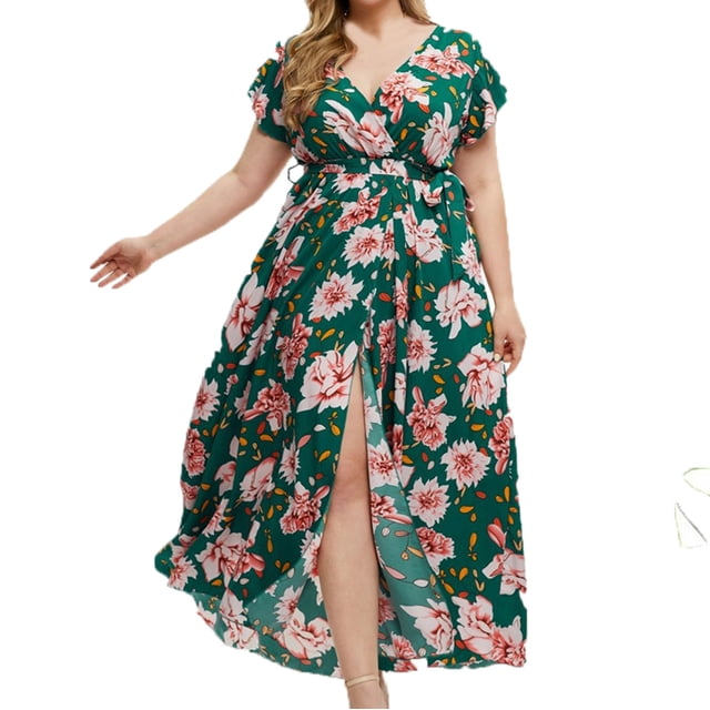 Birdeem Robe Flottante Mode Femme Grande Taille Col en V Ventilée Sexualité