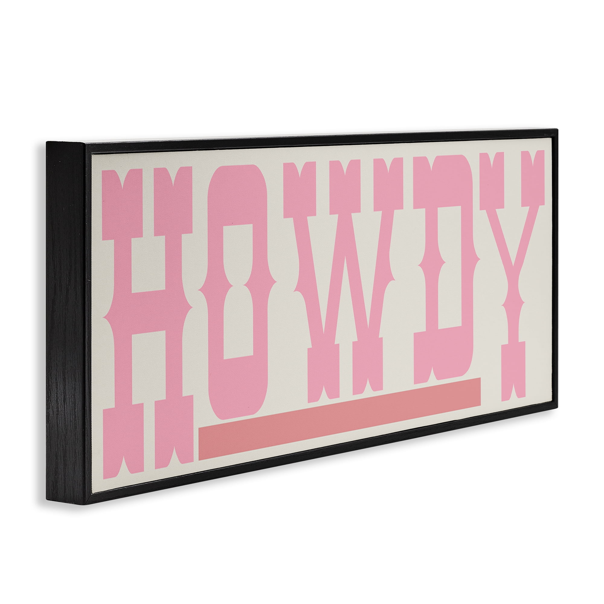Stupell Industries Howdy Pink Text Typography Painting Black Framed Art Print Wall Art, 24 x 10