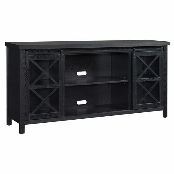 Evelyn&Zoe Clementine Rectangular TV Stand for TV's up to 75", Black Grain