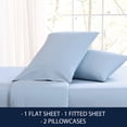 thumbnail image 5 of Nautica Solid 100% Cotton Percale 4-Piece Sheet Set, Queen, Lake Blue, 5 of 7