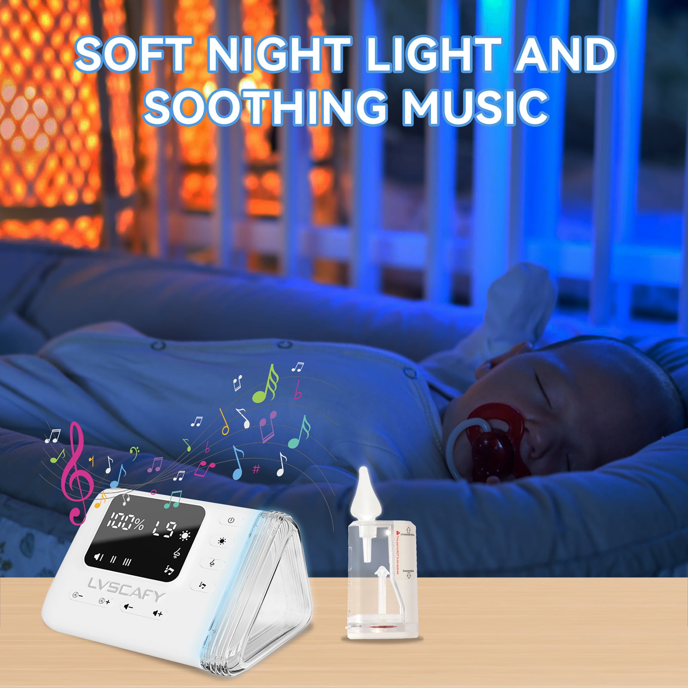 LVSCAFY Electric Nasal Aspirator for Baby – 9-Level Nose Sucker with Night Light & Music