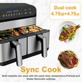 thumbnail image 3 of RJFKSN 9.5Qt Dual Basket Air Fryer, 2 Independent Large Zones Digital Airfryer Oven with Smart Finish & Match Cook, 8-in-1 Cooking Presets, Non-Stick Touch Screen Double Air Fryer, Black, 3 of 7