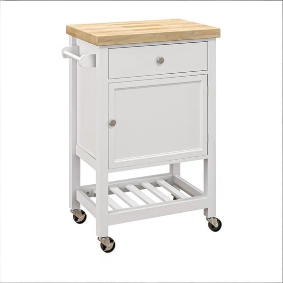 Nmkwnr Wood Top Kitchen Island with 1 Drawer and Shelves, 1 Doors Rolling Cart for Kitchen, Dining Room