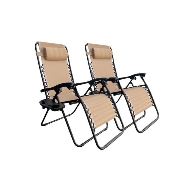 Camastro Gravedad Cero Beige Plegable Reclinable Exterior 2 Piezas