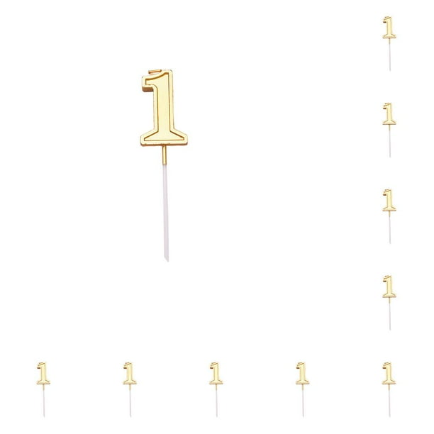 Monstrate Velas para pastel de cumpleaños, aniversario, compromiso, celebración, decoración de cupcakes, suministros para Bar en casa, número 1 para Numero 1 10piezas Monstrate CBP304304