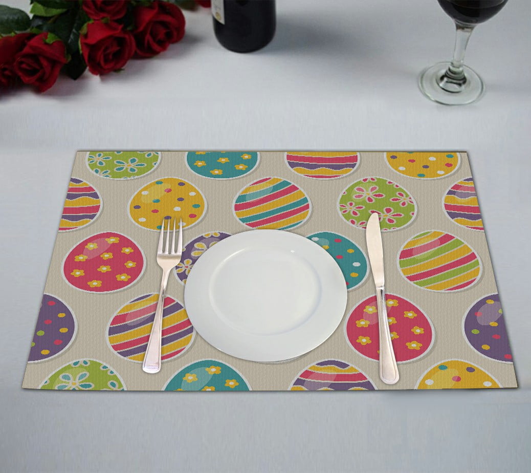 ABPHQTO Easter Eggs Table Placemat Food Mat 12x18 Inch,Pack of 2