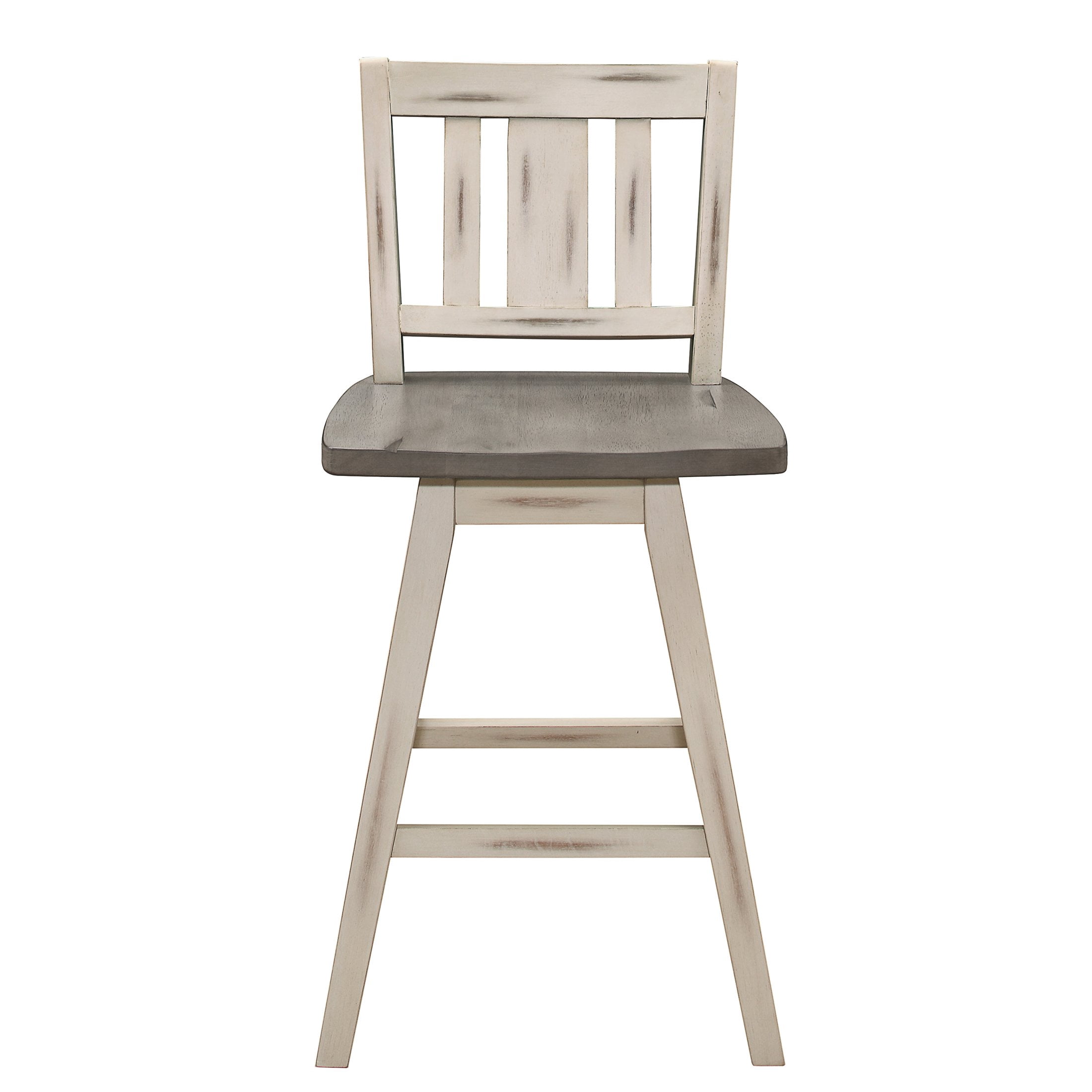 OakvillePark Roscoe Swivel Counter Height Barstool (Set of 2), White/Gray