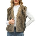 thumbnail image 2 of ClodeEU Women's Winter Warm Sleeveless Vest ,Cozy Short Loose Faux Fur Waistcoat Jacket Gray,Womens Plus XL, 2 of 6