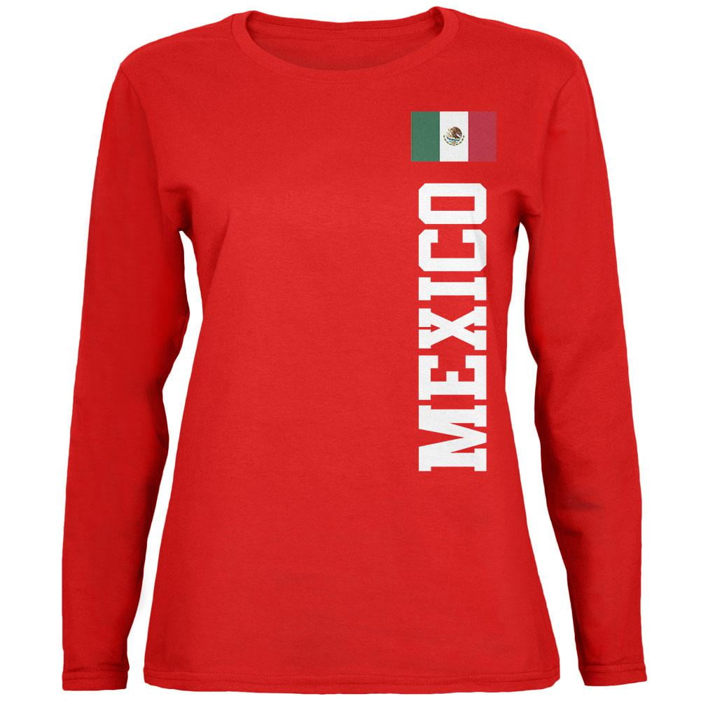 World Cup Mexico Red Womens Long Sleeve T-Shirt by Old Glory