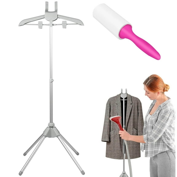 Steamer Stand Telescopic Garment Steamer Rack Height Adjustable Clothes Steamer Holder Foldable Garment Steamer Clothes Rack Portable Standing Garment Hanger with Non Slip Mat for Home Steam Ironing