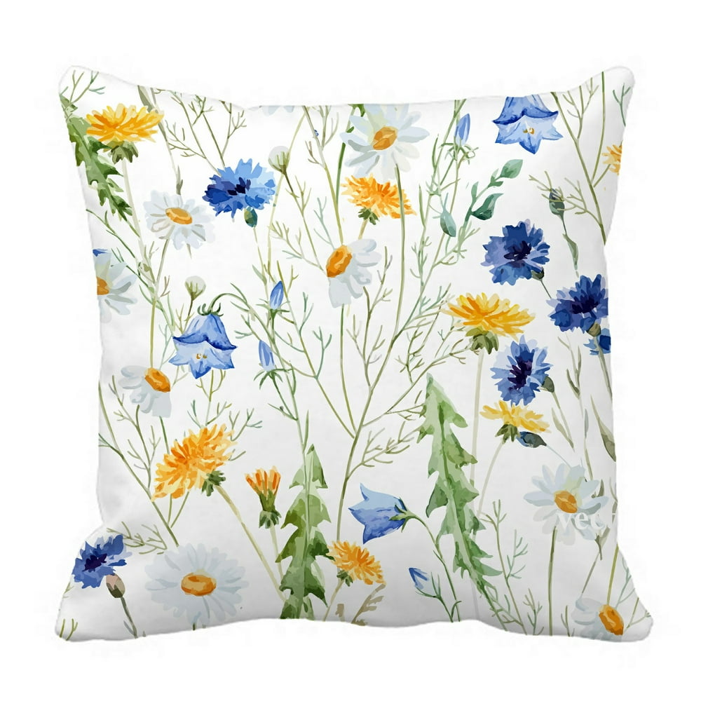 ECZJNT watercolor dandelion cornflower delicate flower Pillow Case