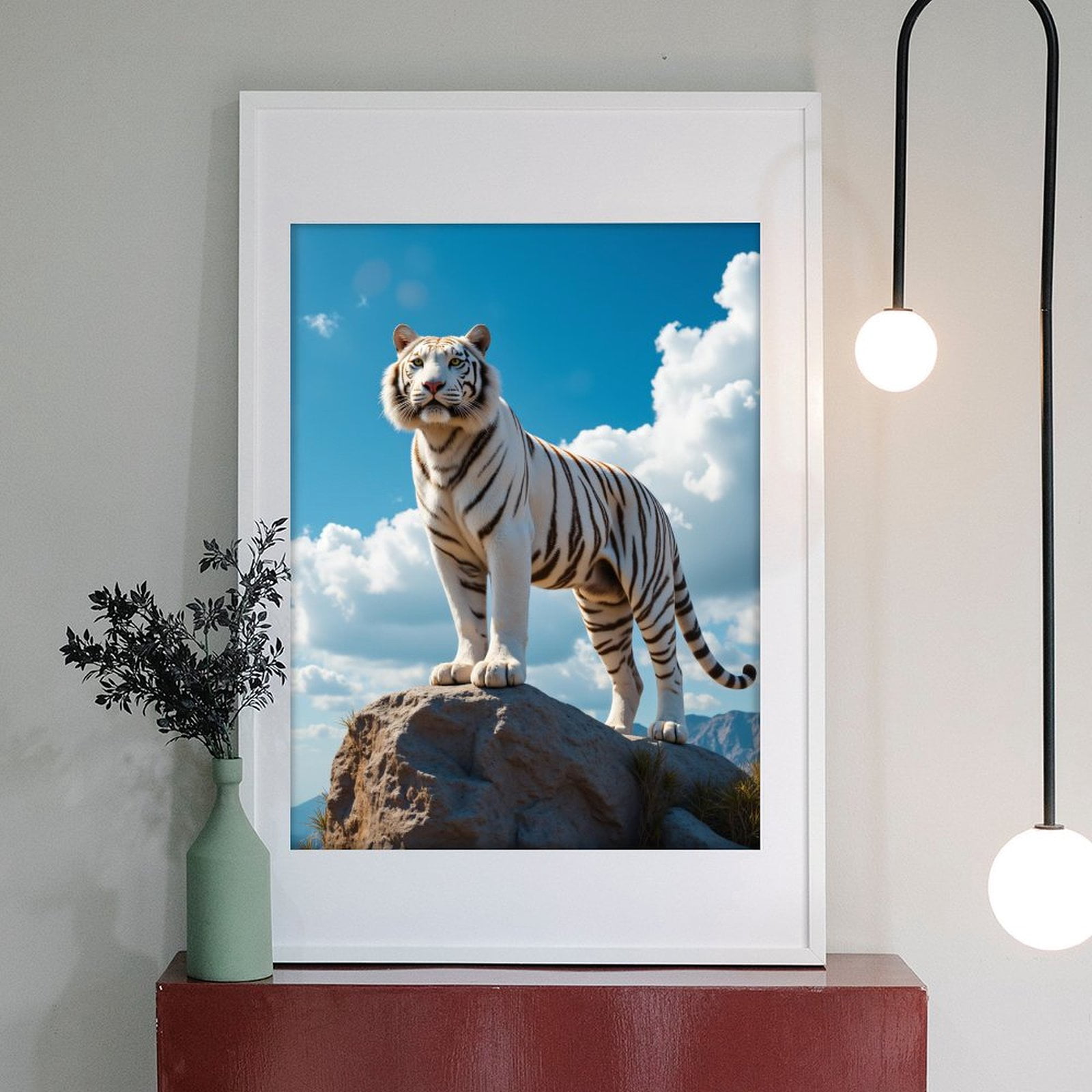 Diamond Art Kit for Adults, White Tiger Majestic Rock Sky Diamond Painting for Adults Beginners, 5D DIY Diamond Art Painting Kits, Colorful Diamond Painting Craft for Home Decor 12x16