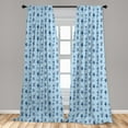 thumbnail image 4 of Ambesonne Minimalist Modern Art Curtains, Flowers Retro, Pair of 28"x95", Soft Blue Dark Sky Blue, 4 of 4