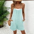 thumbnail image 2 of SZJXBUY Romper for Woman Dressy Casual Sleeveless Spaghetti Strap Loose Wide Leg Rompers with Pockets Comfy Summer Travel Short Jumpsuit Light Blue,L, 2 of 6