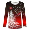 thumbnail image 4 of Mifsaly Plus Size Christmas Shirts for Women Long Sleeve Xmas T-Shirt Snowflake Printed Crewneck Tops Pullover Loose Fit Funny Blouse Festival Party Outfits Sweatshirt, 4 of 5