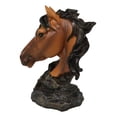 thumbnail image 3 of Wild and Free Brown Stallion Equine Horse Bust On Rocky Pillar Base Figurine, 3 of 9