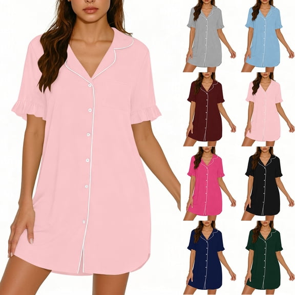 QNANSPI Womens Nightgowns, Casual Sleepwear for Women, Women's Plain Color Mesh Long Nightdress Backless Dress Pearl Home Wear