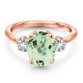 thumbnail image 3 of Gem Stone King 2.90 Ct Green Prasiolite White Created Sapphire 18K Rose Gold Plated Silver Ring, 3 of 6