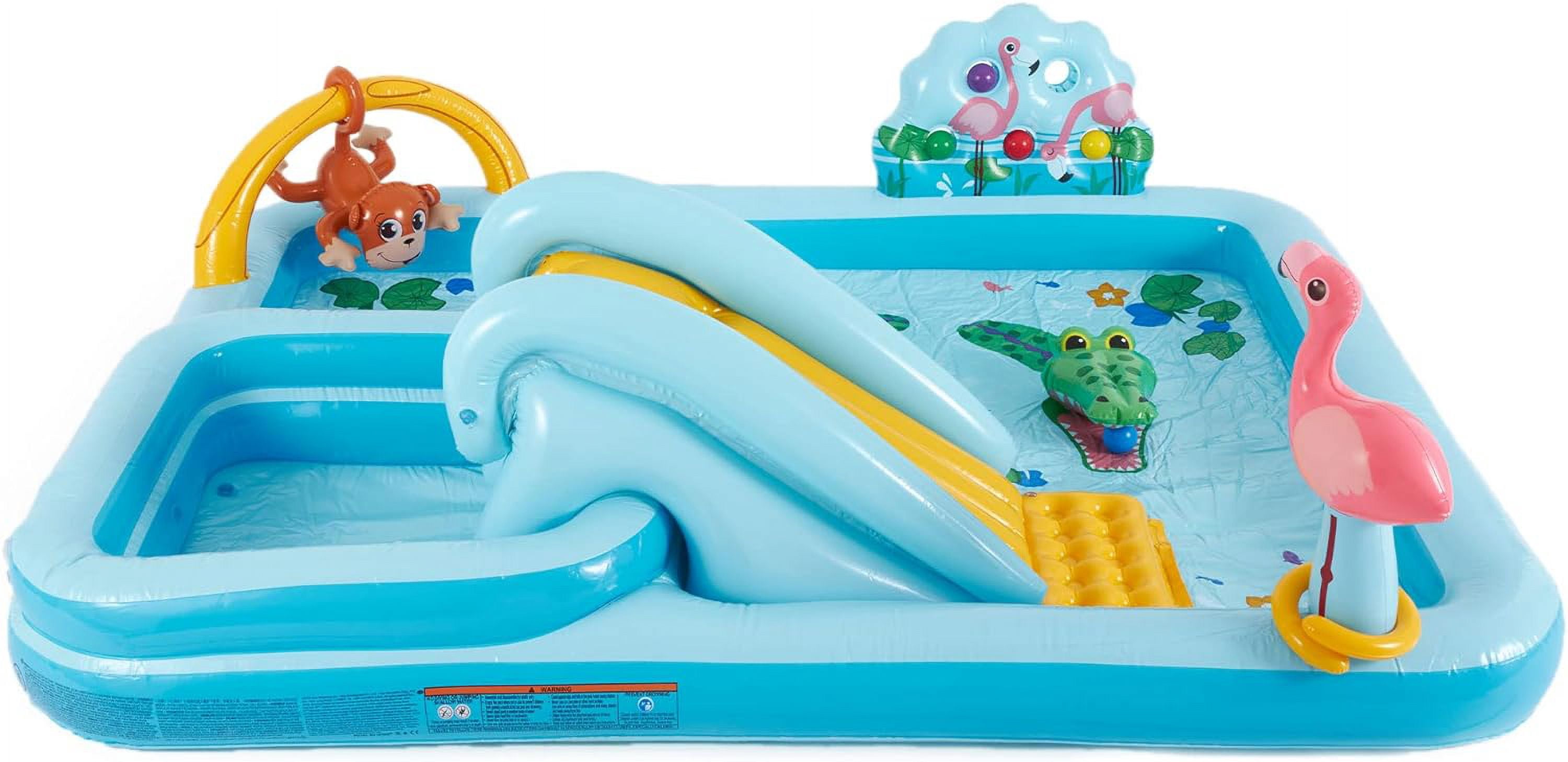 96" x 78" x 28" Inflatable Jungle Adventure Play Center Spray Kiddie Pool - Backyard Kids Water Slide, Outdoor Blow-Up Splash Pad for Toddlers
