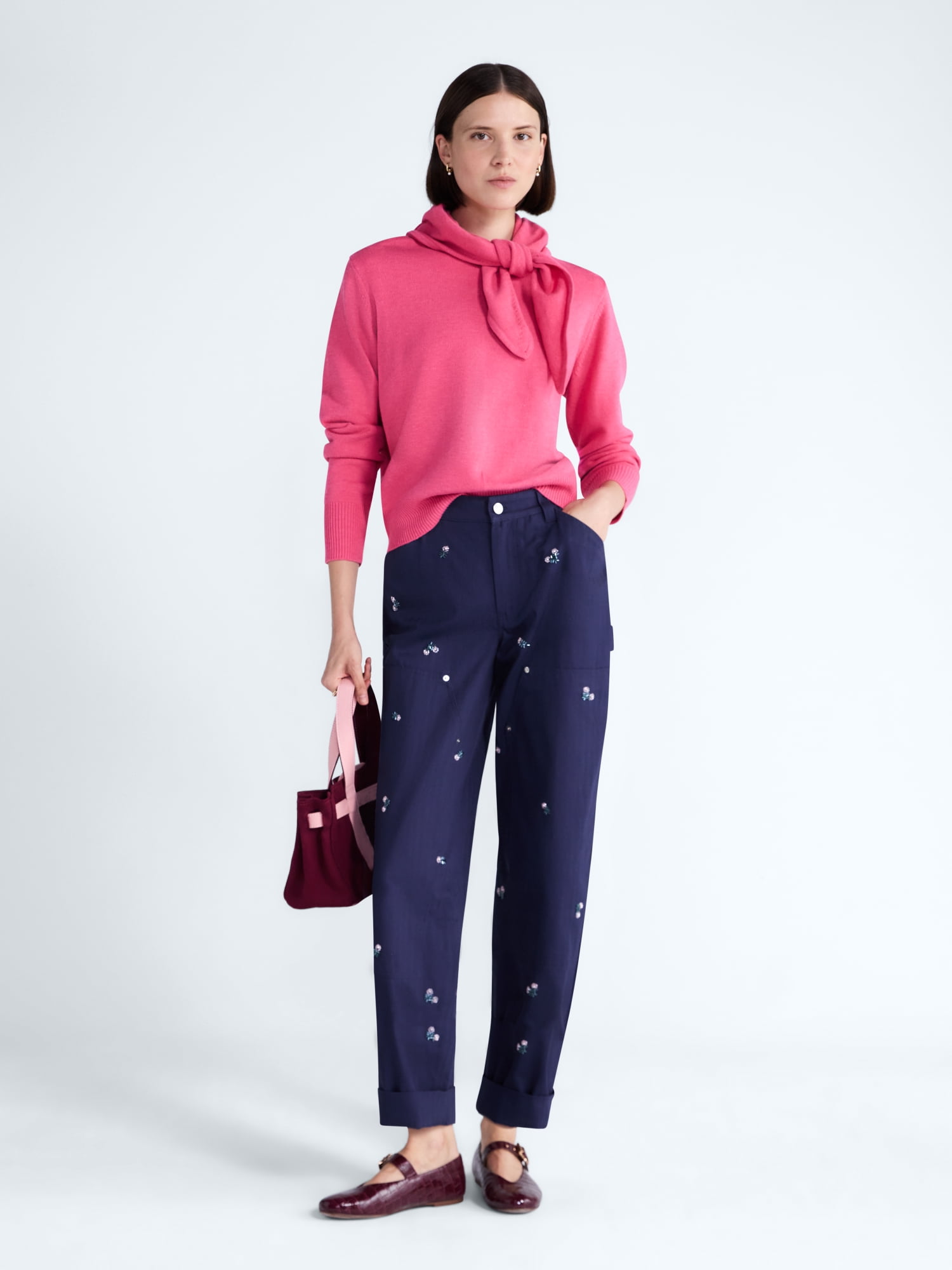 Free Assembly Women's Embellished Cotton Utility Pants, 30" Inseam, Sizes 0-20