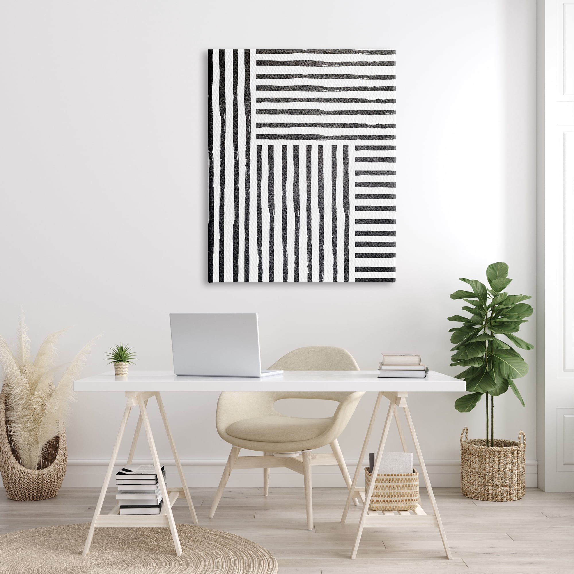 Stupell Industries Dominant Patterned Perpendicular Lines Modern Minimal Abstraction, 36 x 48, Designed by Leah Straatsma