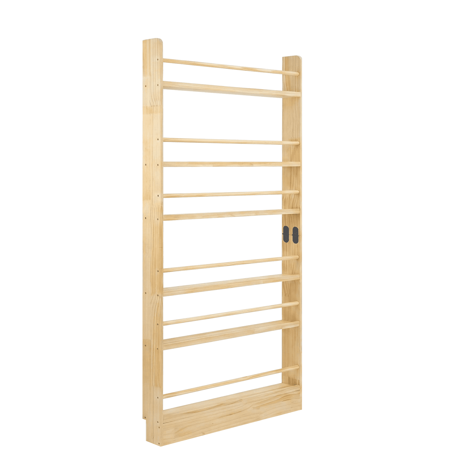 6 Tier Behind The Door Bookshelf, Wooden Kids Bookshelf with Open Storage, Wall Mount Shelve & Space-Saving, Solid Wood Bookshelf for Bedroom, Living Room, Playroom (Natural Wood)