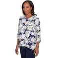 thumbnail image 3 of Alfred Dunner Womens Petite Daisy Puff Print Top With Necklace, 3 of 4