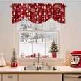 thumbnail image 2 of Christmas Tie Up Valances Curtain, Winter Snowman Red Retro Texture Adjustable Rod Pocket Short Window Treatment Tie Up Curtains Valances for Kitchen Living Room Bathroom 42x18 Inches, 2 of 9