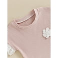 thumbnail image 6 of Musuos Kids Girls Summer Clothes Set,  6M 12M 18M 24M 3Y 4Y Short Sleeve Crew Neck Flower T-shirt with Lace Ruffle Shorts Summer Outfit, 6 of 10