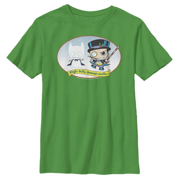 Boy's Batman Christmas Naughty Penguin Graphic Tee Kelly Green Small