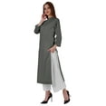 thumbnail image 3 of Bimba Mandarin Collar W/ Pintucked Neck CottonÂ&nbsp;KurtiÂ&nbsp;For Womenâ€™s Indian Ethnic Straight Solid Kurta, 3 of 7