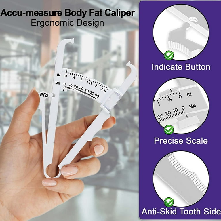 MEDca Body Fat Caliper and Measuring Tape for Body (5.04) Skinfold Calipers  4.72 in