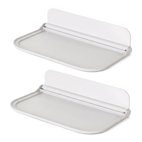 2 PCS Stick on Shelves,Small Wall Mounted Adhesive Floating Shelves & Floating Shelf – White, Non-Perforated, Foldable, PP Plastic – Bedroom Shelves, Stick Wall Organizer, Bathroom Towel Wall Storage