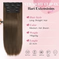 thumbnail image 2 of Clip in Hair Extensions Long Straight Hairpieces 22 Inch Medium Ash Brow 4 count Ultra-thin and breathable Hairpieces Fiber Double Weft Hair for women, 2 of 6