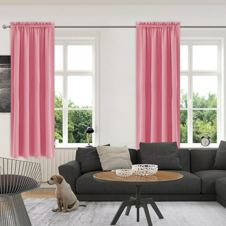Nkmbld Blackout Curtains for Bedroom Heat Insulation Energy Saving Noise Reducing Drapes Solid Colour Silk Curtains for Living Room Kitchen Pink