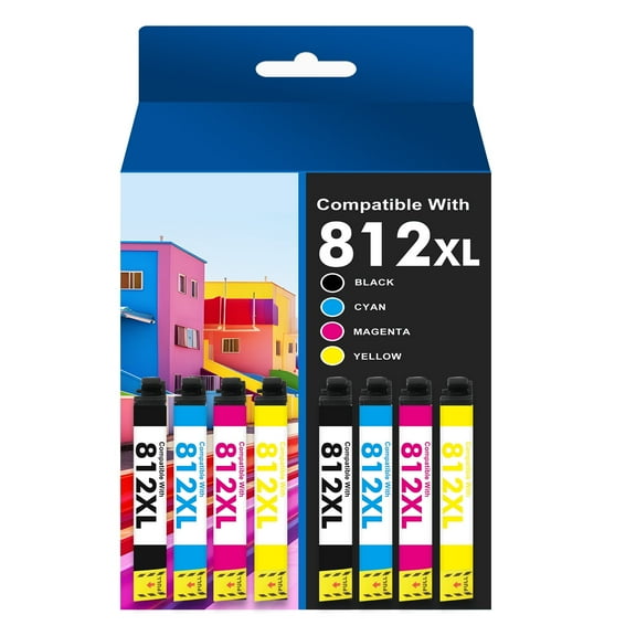 8-Pack 812XL Ink compatible for Epson 812 Ink Cartridges for Epson Workforce Pro WF-7820 WF-7840 WF-7310 Combo Pack