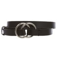 thumbnail image 2 of Women's 3/4" (20mm) Round Double Circle O-Ring Fold Buckle Skinny Genuine Leather Belt, 2 of 2