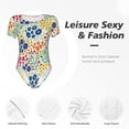thumbnail image 6 of Naloa Cartoon Flowers Women's Short-Sleeved Onesie, One-Piece Swimsuit for Parties, dates, clubs - Large, 6 of 9