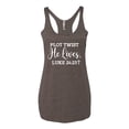 thumbnail image 2 of Wild Bobby Plot Twist He Lives Luke 24:23 Inspirational/Christian Women Tri-Blend Racerback Tank Top, Brown, Small, 2 of 5