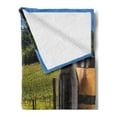 thumbnail image 2 of Winery Soft Flannel Fleece Blanket, Red Wine Bottles with Grapes on Timber Board Tuscany Italian Terrace Scenery, Cozy Plush for Indoor and Outdoor Use, 50" x 70", Green Blue Brown, by Ambesonne, 2 of 5