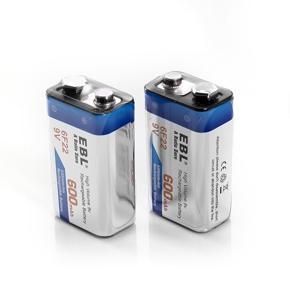 2x 9V Rechargeable Batteries 600mAh block LONG LIFE HIGH DRAIN HEAVY DUTY 17R8H 