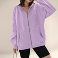 thumbnail image 6 of Dwellite Women's Zip Up Hoodies Oversized Fleece Long Sleeve Sweatshirts Casual Fall Jacket Coat with Pockets Light Purple S, 6 of 6