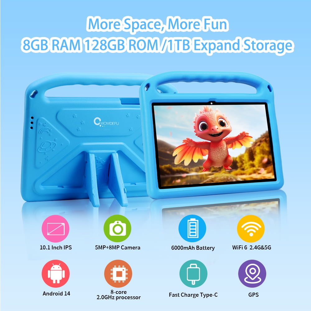 CWOWDEFU Tablet 10 inch Android Tablet PC 5G WiFi 6 Tabletas 32GB ROM Tablette 1332x800 IPS HD 10.35 Inch Touchscreen Tablets for Kids Agrs 6-12 (Blue