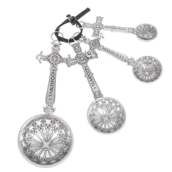 Ganz 4-Piece Zinc Alloy Measuring Spoon Set For Kitchen, Crosses