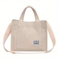 thumbnail image 4 of Mini Letter Patch Corduroy Tote Bag, Satchel Square Casual Shoulder Bag Retro Style Crossbody Bag With Double Handle, 4 of 4