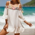 thumbnail image 6 of Cavosen Womens Swim Cover Ups Long Dress Bikinis Bathing Suit Short Ruffle Sleeve Cold Shoulder Neck Flowy Hem Sun Protection Long Breathable Swimsuit Kaftan Swimwear Kimono, 6 of 9