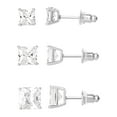 thumbnail image 2 of Brilliance-Fine Women's Silver Plated Cubic Zirconia Square 3-Piece Earring Set, 2 of 5