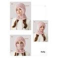 thumbnail image 3 of Winter Hat Scarf Set for Women, Knit Balaclava Ski Mask with Face Mask - Pink Warm Fleece Lined Beanie Hat with Pom Pom, Adjustable Drawstring Windproof Hooded Hat for Outdoor Sports Gift, 3 of 6