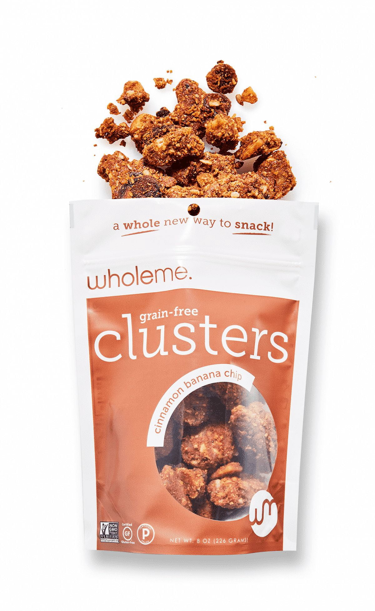 WholeMe, Grain-Free Granola, Gluten Free, Grain-Free Cinnamon Banana Chip Clusters, 8 oz